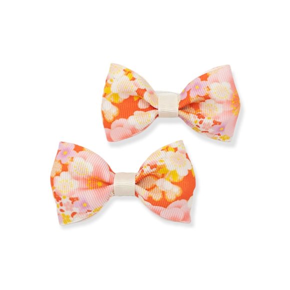 2PCs Handmade 2.5" Floral Print Hair Bows for girls or pets - Picture 3 of 15